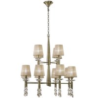 Mantra M3870 Tiffany 12+12 Light Pendant Light  In Antique Brass With Soft Bronze Shades