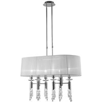 Mantra M3853 Tiffany 6+6 Light Oval Pendant Light  In Chrome With White Shade