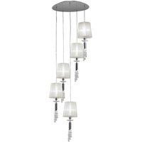 Mantra M3857 Tiffany 5+5 Light Spiral Pendant Light  In Chrome With White Shades