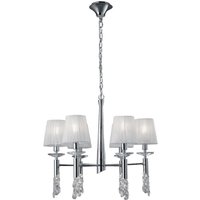 Mantra M3851 Tiffany 6+6 Light Round Pendant Light  In Chrome With White Shades