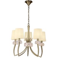 Mantra M4631AB Loewe 5 Light Ceiling Pendant Light With Shades In Antique Brass