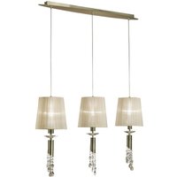 Mantra M3875 Tiffany 3+3 Light Linear Pendant In Antique Brass With Soft Bronze Shades