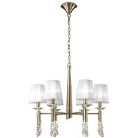 Mantra M3871 Tiffany 6+6 Light Round Pendant Light  In Antique Brass With Soft Bronze Shades