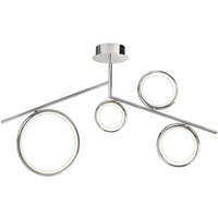Mantra M6590 Olimpia CH 42 Watt Semi Flush Ceiling Light In Polished Chrome/Opal White - L: 1010mm