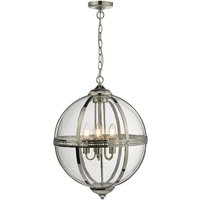 Dar VAN0538 Vanessa 5 Light Ceiling Lantern In Polished Nickel And Clear Glass