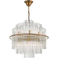 Dar LUK1735 Lukas 13 Light Ceiling Pendant In Gold With Clear Glass