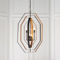 Contemporary 4 Light Ceiling Pendant Light In Aged Bronze And Antique Gold Finish