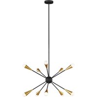FE-JAX10-MB Jax 10 Light Chandelier In Midnight Black And Burnished Brass
