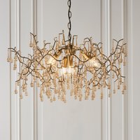 Osier 4 Light Ceiling Pendant Light In Aged Gold With Champagne Glass Teardrops