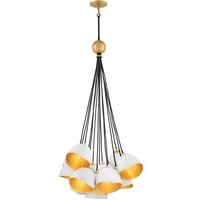 Quintiesse QN-NULA-15P Nula 15 Light Cluster Ceiling Pendant Light In Chalk White With Gold Accents