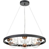 Ring 6 Light Ceiling Pendant Light In Matt Black And Antique Gold Finish F2426-6