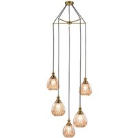 Marcella 5 Light Cluster Ceiling Light In Amber Glass Finish 60cm F2425-5/353