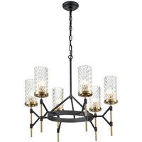 Monarch 6 Light Ceiling Chandelier In Matt Black And Gold Finish F2424-6