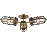 Quintiesse QN-URBANREST-3SF Urban Restoration 3 Light Semi Flush Light In Dark Antique Brass IP44