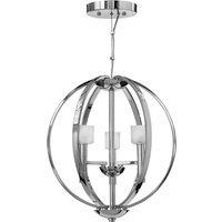 Quintiesse QN-MONDO3 Mondo 3 Light Ceiling Chandelier In Polished Chrome With Frosted Glass