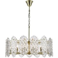 Dar Lighting Porthos 15 Light Textured Glass Ceiling Pendant In Antique Brass Finish POR1575