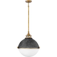 Quintiesse QN-FLETCHER-P-L-AZ Fletcher 3 Light Vintage Ceiling  Pendant Light In Zinc And Heritage Brass