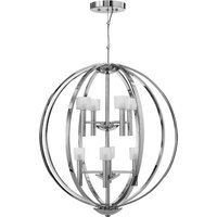 Quintiesse QN-MONDO8 Mondo 8 Light Ceiling Chandelier In Polished Chrome With Frosted Glass