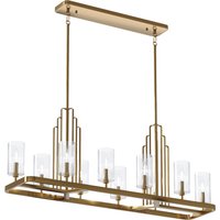 Quintiesse QN-KIMROSE10-BNB Kimrose 10 Light Linear Ceiling Chandelier In Brushed Natural Brass