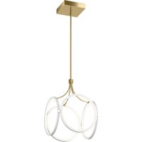 Quintiesse QN-CIRI-P-WH Ciri Integral LED Ceiling Pendant Light In White With Champagne Gold Detail