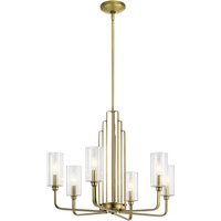 Quintiesse QN-KIMROSE6-BNB Kimrose 6 Light Ceiling Chandelier In Brushed Natural Brass