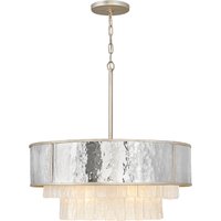 Quintiesse QN-REVERIE-8P-CPG Reverie Medium Ceiling Pendant In Hammered Stainless Steel and Champagne Gold