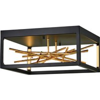 Quintiesse QN-STYX-LED-F-BG Styx Dimmable LED Flush Ceiling Light In Black And Gold Finish