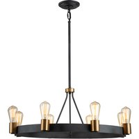 Quintiesse QN-SILAS-8P-DZ Silas 8 Light Ceiling Light In Aged Zinc And Heritage Brass Finish