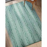 M&S Striped Rug Green Mix