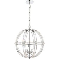 Laura Ashley Aidan Glass Globe 5 Light Chandelier In Polished Chrome Finish
