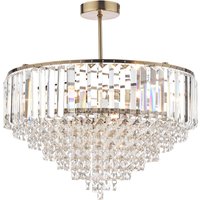 Laura Ashley Vienna 5 Light Semi Flush Ceiling Light In Antique Brass With Crystal Glass