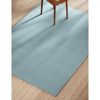 M&S Plain Ribbed Rectangle Rug Soft Blue