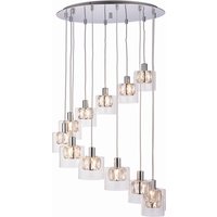 Verina 12 Light Spiral Cluster Pendant Chrome, Glass, G9