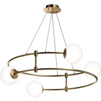 Balance Modern Cylindrical Pendant Ceiling Light Gold, Glass Shade