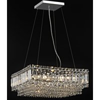 Alvery 9 Light Polished Chrome Ceiling Fitting Square Clear Crystal