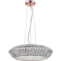 Armel 5 Light LED Crystal Rosy Gold Pendant Ceiling Light