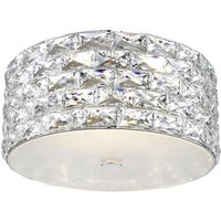Aruba 4 Light LED Flush Ceiling Light Chrome Crystal Ceiling Light