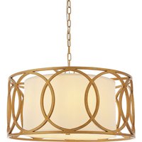 Varese 4 Light Ceiling Pendant Brushed Gold Paint & White Fabric