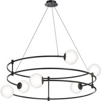 Balance Modern Cylindrical Pendant Ceiling Light Black, Glass Shade