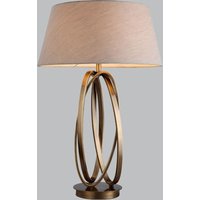 Taupe Antique Brass Table Lamp