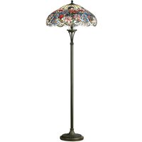 2 Light Floor Lamp Dark Bronze, Tiffany Glass, E27