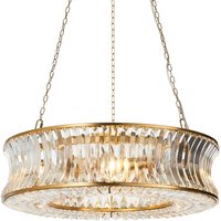 Vittoria Pendant Ceiling Light Warm Brass Plate, Crystal And Clear Glass