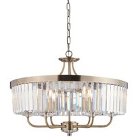 Ascoli Pendant Ceiling Light Antique Brass Plate, Clear Cut Glass