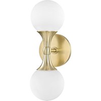 Astoria 2 Light Wall Sconce Brass, Glass, 3000K