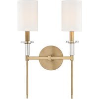 Amherst 2 Light Wall Sconce Brass, Faux Silk