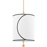 Zara 1 Light Small Pendant Brass, Belgian Linen