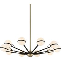 Ace 10 Light Chandelier Textured Bronze Brushed Brass, Glass