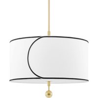 Zara 1 Light Large Pendant Brass, Belgian Linen