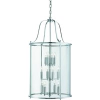 Victorian Lanterns 12 Light Ceiling Lantern Pendant Chrome, Glass Twelve, E14