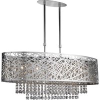 5 Light Adjustable Ceiling Pendant Bar Chrome with Crystals, G9